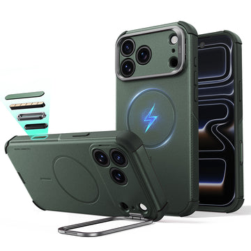 iPhone 18 Pro Max 鐵甲系列磁吸支架防摔手機殼 - 橄欖綠