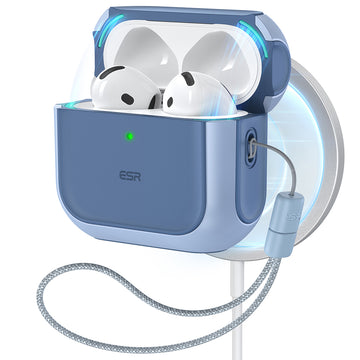 AirPods 5/4 靈盾磁吸防摔耳機殼｜灰霧藍