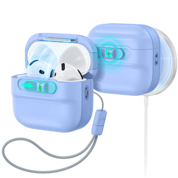 AirPods 5/4 靈護磁吸安全鎖防摔耳機殼｜淺藍色