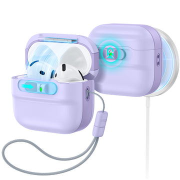 AirPods 5/4 靈護磁吸安全鎖防摔耳機殼｜薰衣草紫