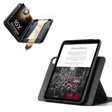 殼膜超值組-iPad 10/11 眾置系列保護殼&康寧原廠授權保護貼贈書本盒-魔力黑