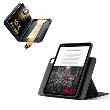 殼膜超值組-iPad Air 11 眾置系列保護殼&康寧原廠授權保護貼贈書本盒-魔力黑