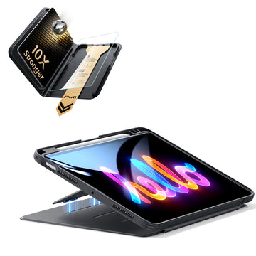 殼膜超值組-iPad Air 11 巧置系列筆槽款&康寧原廠授權保護貼贈書本盒-魔力黑