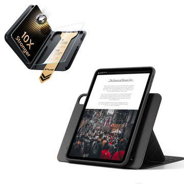 殼膜超值組-iPad Air 13 眾置系列保護殼&康寧原廠授權保護貼贈書本盒-魔力黑
