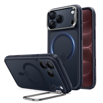 iPhone 18 Pro 巧匯系列透明磁吸支架防摔手機殼 - 藍邊半透藍