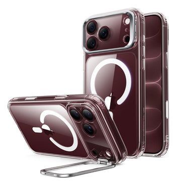 iPhone 18 Pro 巧匯系列透明磁吸支架防摔手機殼 - 剔透白