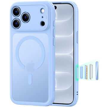iPhone 18 Pro 巧匯系列透明磁吸防摔手機殼 - 淺藍半透藍