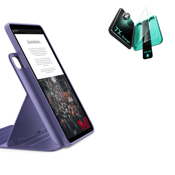 殼膜超值組-iPad Air 11 眾置系列保護殼&特級高清保護貼贈書本盒-暗夜紫