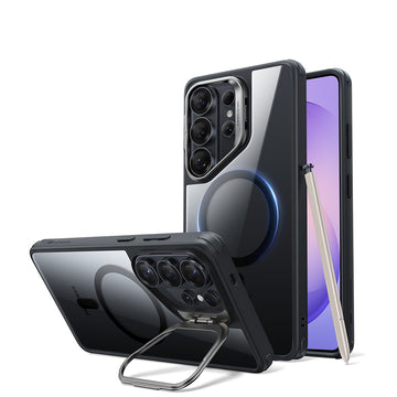 Galaxy S26 Ultra 磁吸巧匯鏡頭支架手機殼-黑邊剔透白