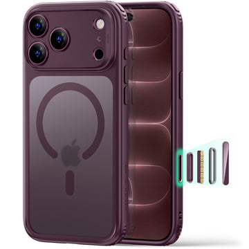 iPhone 18 Pro 巧匯系列透明磁吸防摔手機殼 - 酒紅半透紅