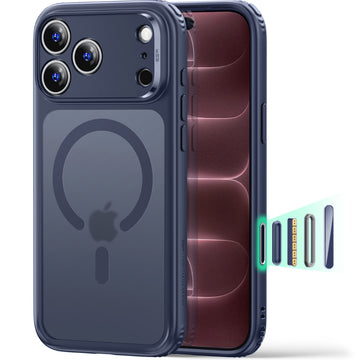iPhone 18 Pro Max 巧匯系列透明磁吸防摔手機殼 - 藍邊半透藍