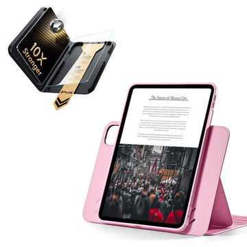 殼膜超值組-iPad Pro 13 眾置系列保護殼&康寧原廠授權保護貼贈書本盒-櫻花粉