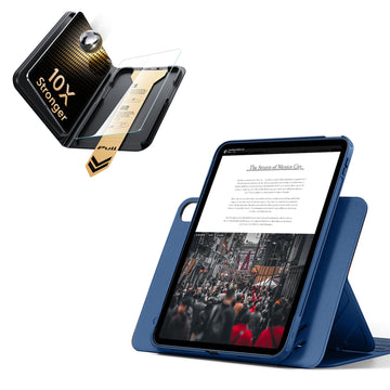 殼膜超值組-iPad 10/11 眾置系列保護殼&康寧原廠授權保護貼贈書本盒-海軍藍