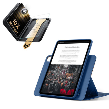 殼膜超值組-iPad Air 13 眾置系列保護殼&康寧原廠授權保護貼贈書本盒-海軍藍