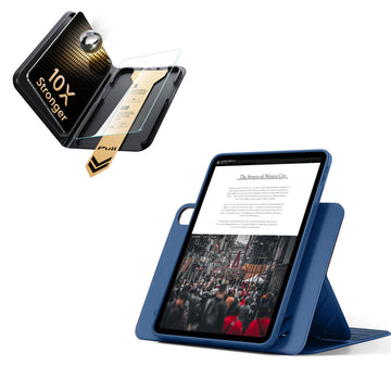 殼膜超值組-iPad Air 11 眾置系列保護殼&康寧原廠授權保護貼贈書本盒-海軍藍