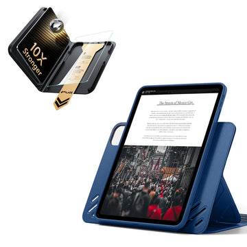 殼膜超值組-iPad Pro 11 眾置系列保護殼&康寧原廠授權保護貼贈書本盒-海軍藍