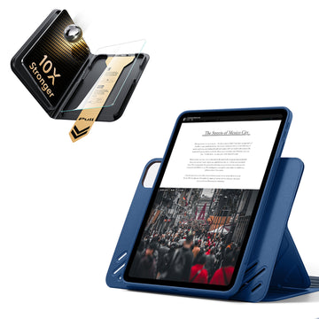 殼膜超值組-iPad Pro 13 眾置系列保護殼&康寧原廠授權保護貼贈書本盒-海軍藍