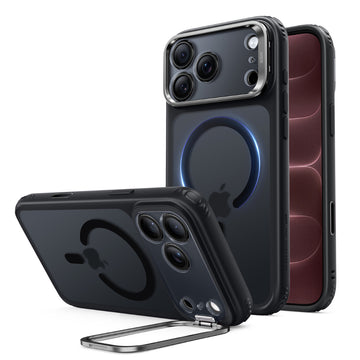 iPhone 18 Pro Max 巧匯系列透明磁吸支架防摔手機殼 - 黑邊半透黑