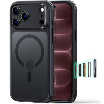 iPhone 18 Pro 巧匯系列透明磁吸防摔手機殼 - 黑邊半透黑