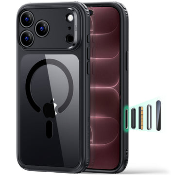 iPhone 18 Pro 巧匯系列透明磁吸防摔手機殼 - 黑邊剔透白