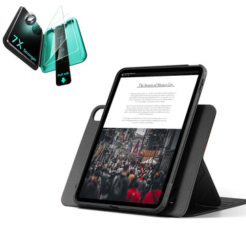 殼膜超值組-iPad 10/11 眾置系列保護殼&特級高清保護貼贈書本盒-魔力黑