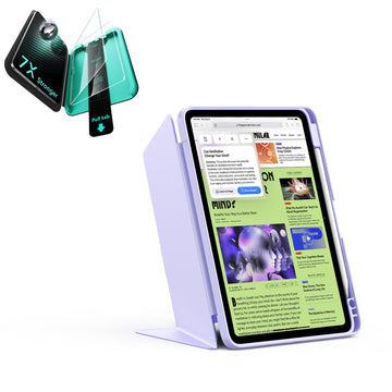 殼膜超值組-iPad Air 11 巧置系列筆槽款&特級高清保護貼贈書本盒-紫羅蘭