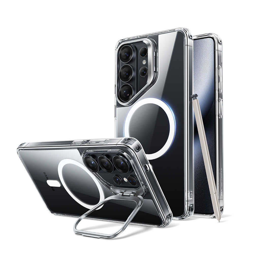 適用於 Galaxy S26 Ultra 磁吸巧匯鏡頭支架手機殼-剔透白