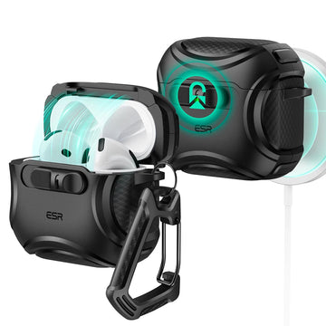 AirPods 5/4 鐵甲磁吸安全鎖防摔耳機殼｜暗夜黑