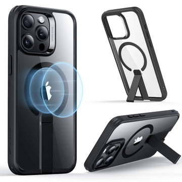 ESR億色 iPhone 15 Pro Max HaloLock 竪立支架系列 手機殼(支援MagSafe) 黑邊剔透白