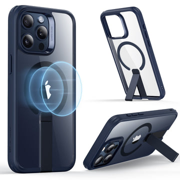 ESR億色 iPhone 15 Pro Max HaloLock 竪立支架系列 手機殼(支援MagSafe) 藍邊剔透白