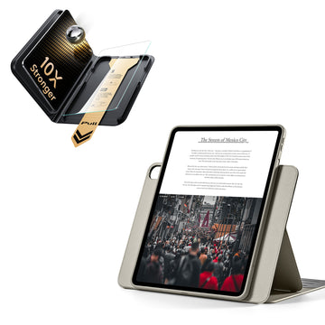 殼膜超值組-iPad Air 11 眾置系列保護殼&康寧原廠授權保護貼贈書本盒-原色鈦金屬