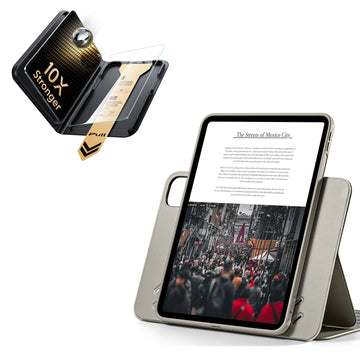 殼膜超值組-iPad Pro 11 眾置系列保護殼&康寧原廠授權保護貼贈書本盒-原色鈦金屬