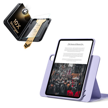 殼膜超值組-iPad Air 11 眾置系列保護殼&康寧原廠授權保護貼贈書本盒-羅蘭紫
