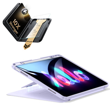 殼膜超值組-iPad Air 13 巧置系列筆槽款&康寧原廠授權保護貼贈書本盒-紫羅蘭