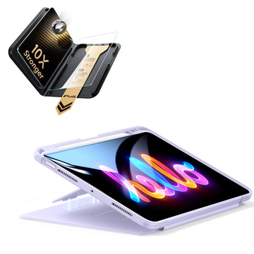 殼膜超值組-iPad Air 11 巧置系列筆槽款&康寧原廠授權保護貼贈書本盒-紫羅蘭