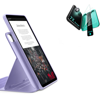 殼膜超值組-iPad Air 11 眾置系列保護殼&特級高清保護貼贈書本盒-羅蘭紫