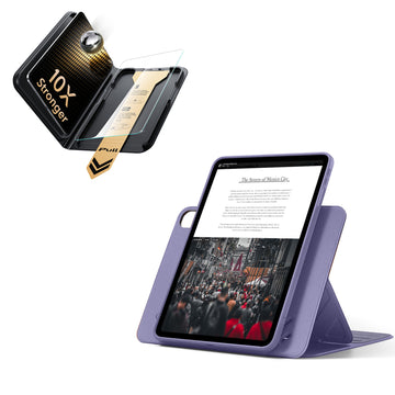 殼膜超值組-iPad Air 11 眾置系列保護殼&康寧原廠授權保護貼贈書本盒-暗夜紫