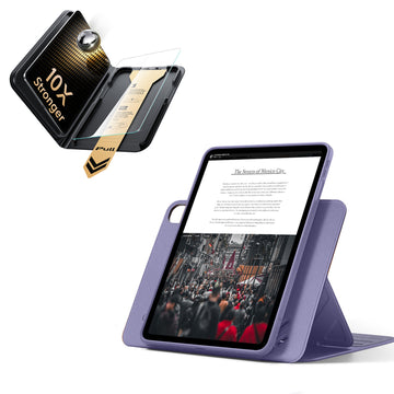 殼膜超值組-iPad Air 13 眾置系列保護殼&康寧原廠授權保護貼贈書本盒-暗夜紫