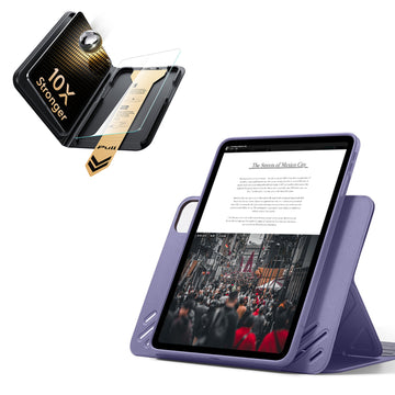 殼膜超值組-iPad Pro 11 眾置系列保護殼&康寧原廠授權保護貼贈書本盒-暗夜紫