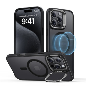 ESR億色 iPhone 16 系列 HaloLock 巧匯系列 鏡頭支架款 手機保護殼 i16PM 黑邊半透黑