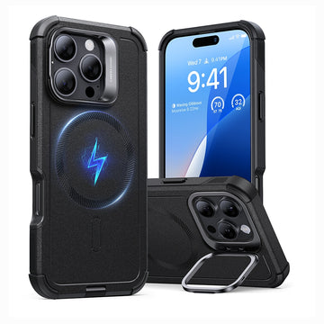 ESR億色 iPhone 16 系列 HaloLock 鐵甲系列 鏡頭支架款 手機保護殼 i16PM 黑色