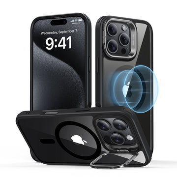 ESR億色 iPhone 16 系列 HaloLock 巧匯系列 鏡頭支架款 手機保護殼 i16PM 黑邊剔透白