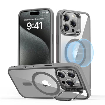 ESR億色 iPhone 16 系列 HaloLock 巧匯系列 鏡頭支架款 手機保護殼 i16Pro 灰邊剔透白