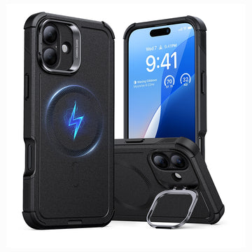 ESR億色 iPhone 16 系列 HaloLock 鐵甲系列 鏡頭支架款 手機保護殼 i16 黑色