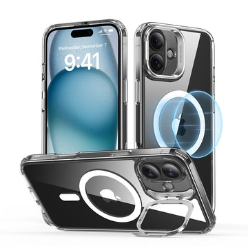 ESR億色 iPhone 16 系列 HaloLock 巧匯系列 鏡頭支架款 手機保護殼 i16Plus 剔透白