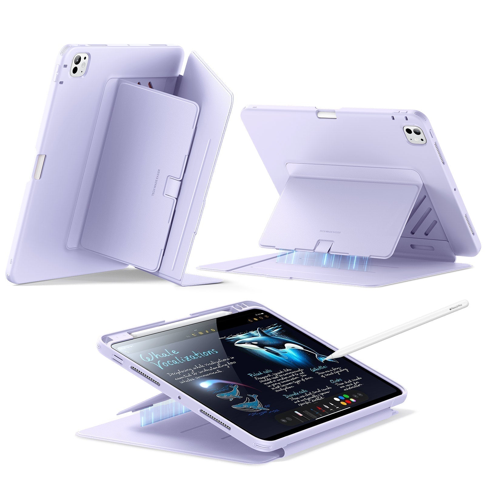 iPad Pro 11" (2024) Flip Magnetic Case with Pencil Holder - Purple ESR ESR