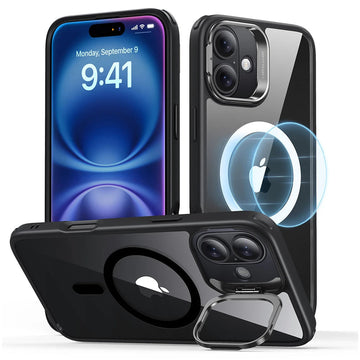 ESR億色 iPhone 16 系列 HaloLock 巧匯系列 鏡頭支架款 手機保護殼 i16 黑邊剔透白