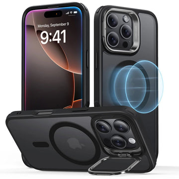 ESR億色 iPhone 16 系列 HaloLock 巧匯系列 鏡頭支架款按鍵款 手機保護殼 i16PM 黑邊半透黑