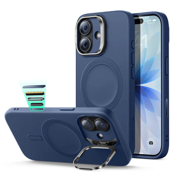 blue esr best alternative apple silicone iPhone 17 Cloud Soft Magnetic Case with stash stand 