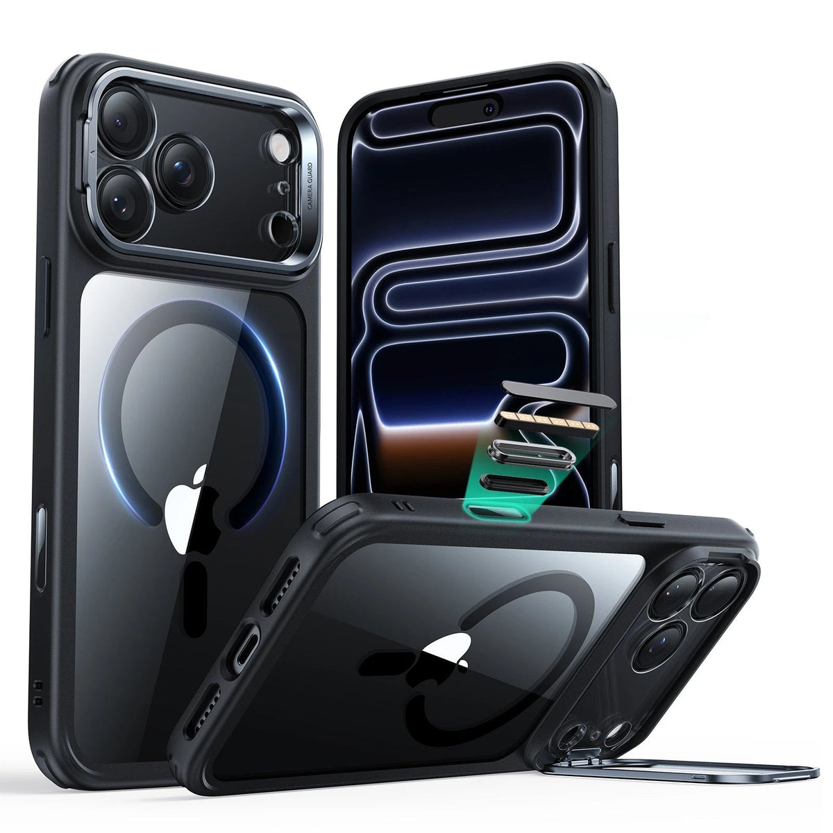 iPhone 17 Pro Classic Hybrid Magnetic Case (Camera Control, Stash Stand) - Clear Black ESR ESR